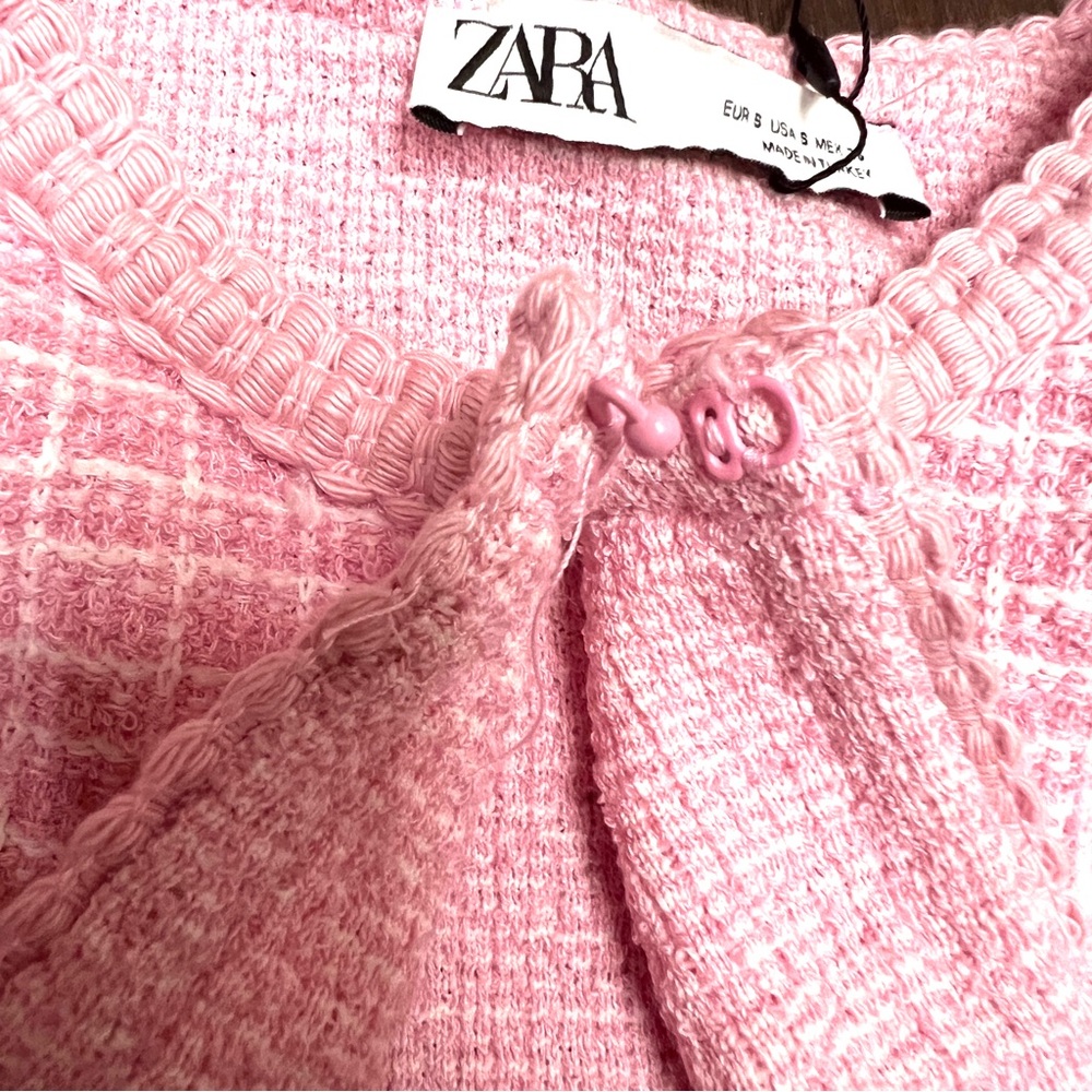 ZARA Open Cropped Sweater Top Short Sleeves Pink S NWT - Picture 5 of 8